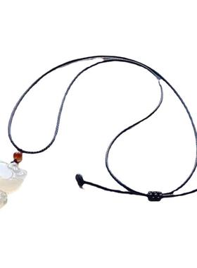 卡通kitty猫白玉项链麻绳可调节