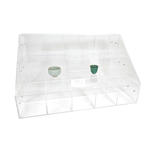 亚克力透明收纳盒茶壶杯子展示架阶梯架格子架桌面陈列架茶具收纳
