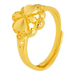 沙金活口戒指花瓣女款时尚蝴蝶爱心仿真黄金指环个性时尚气质首饰