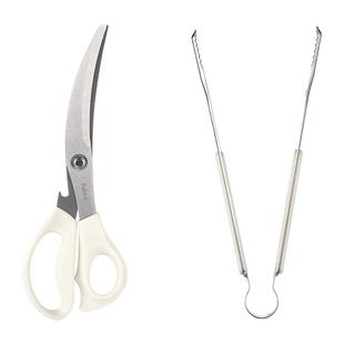 FaSoLa不锈钢剪刀夹子套装多功能烤肉鱼烧烤牛排专用厨房食物剪