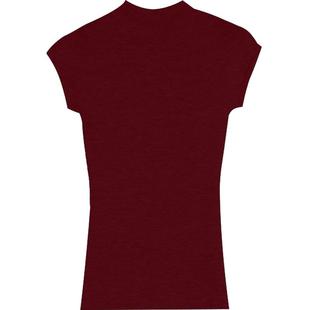 春季新款女短袖针织衫立领黑色针织上衣包肩袖螺纹薄款修身打底衫