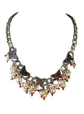 优贝朵新款蝴蝶锆石项链中古颈链