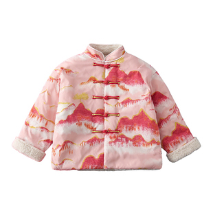 南央新中式汉服儿童唐装棉袄男童拜年服冬装加绒外套大童新年服装