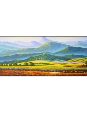 无水靠山图粘贴画卧室油画欧式