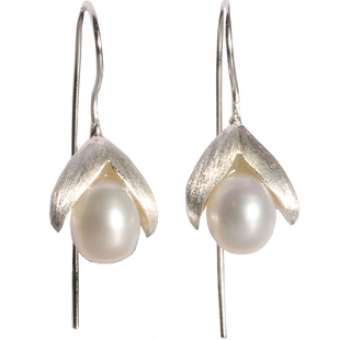 925纯银天然真珍珠耳环气质耳坠长款女耳钉显脸瘦耳饰 日常百搭