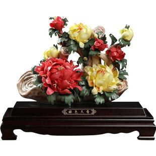 中式手工可定制新中式国色天香客厅玄关高档会所摆件开业乔迁礼品