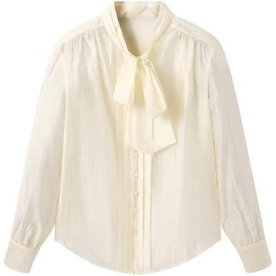 太平鸟女装 春秋季时尚休闲韩版系带衬衫潮A1CAE3555