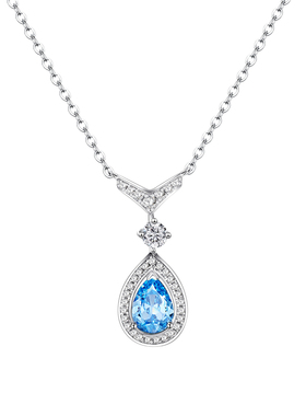 约瑟芬海蓝钻水滴项链女科技钻