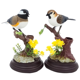 声控仿真小鸟摆件会叫创意麻雀山雀模型电动宝宝玩具家居桌面装饰