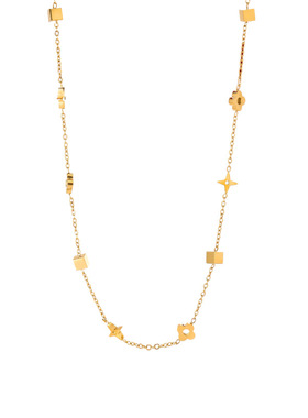 项链女时尚高级感气质百搭锁骨链小花朵简约几何小方块四叶草颈链