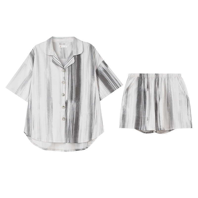 妮狄娅夏季柔软棉情侣家居服套装
