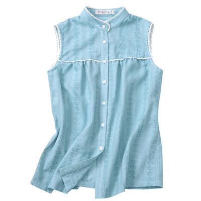 艾藤提花打底甜美娃娃无袖衬衫