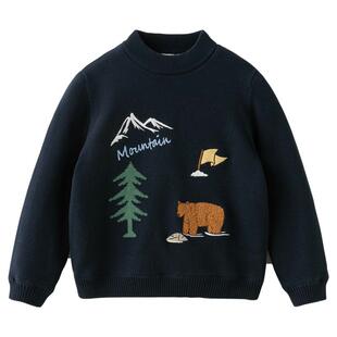 戴维贝拉男童半高领毛衣2026冬装新款中大童加绒针织衫儿童套头衫