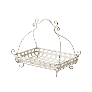 Monet Garden复古做旧铁艺篮子收纳筐欧式法式花园软装饰拍摄道具