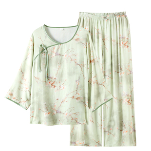 新中式国风睡衣女竹纤维2026新款春秋薄款套头夏天长袖套装家居服