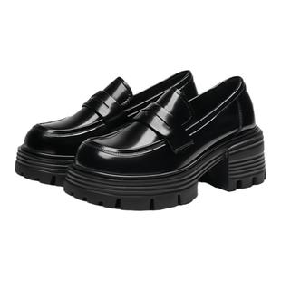 MILLIE'S/妙丽圆头厚底复古擦色一脚蹬日常通勤时尚乐福鞋春季女