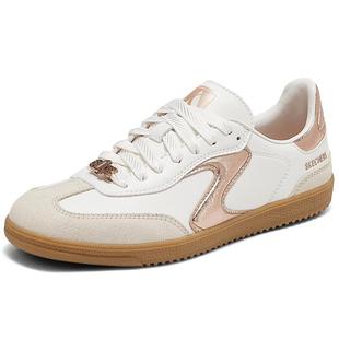 斯凯奇女鞋平底板鞋德训鞋春季流行时尚T头阿甘鞋休闲鞋小白鞋