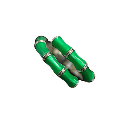 复古emerald绿竹节开口戒指