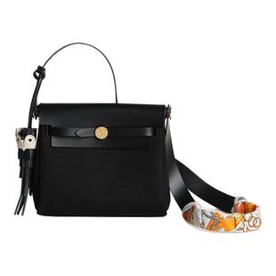 herbag mini 20进口真皮牛皮拼接帆布单肩斜挎迷你轻奢欧美女包