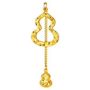 18K金碎碎冰葫芦流苏镂空项链 女光影金新中式纯银福禄情人节礼物