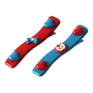 川野法式爱心领结红蓝夹子女新款简约百搭刘海夹侧边无痕头饰发饰