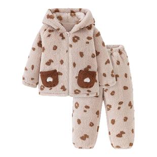 【抗静电】迷你巴拉亲子家居服套装儿童男女童保暖珊瑚绒萌趣造型