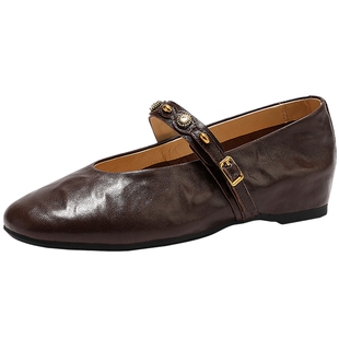 森达超软小羊皮玛丽珍女鞋26春新款法式真皮2.5cm内增高单鞋皮鞋