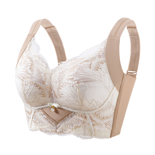 内衣女夏薄款胸大显小收副乳聚拢防下垂调整型防外扩塑形蕾丝文胸