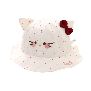 婴儿帽子春秋季渔夫帽可爱超萌小月龄宝宝遮阳帽户外出游防晒帽春
