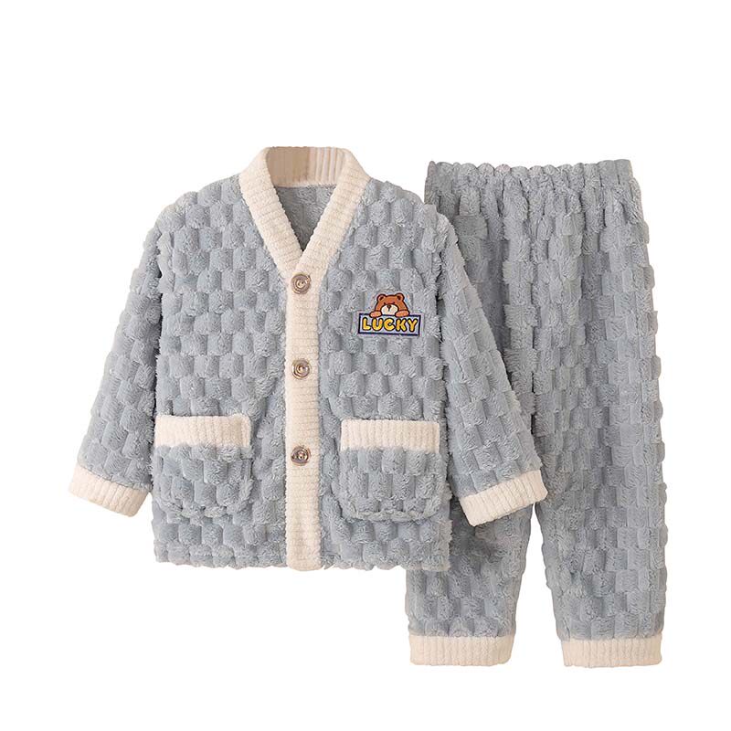秋冬季珊瑚绒儿童睡衣家居服套装