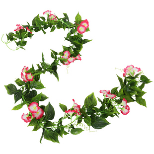 仿真藤条牵牛花绿叶装饰假树叶吊顶绿藤蔓塑料花藤水管道遮挡空调