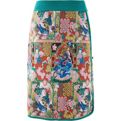 渔牌半身裙女2024新款时尚个性中国风毛织龙减龄休闲裙子FGGC7227