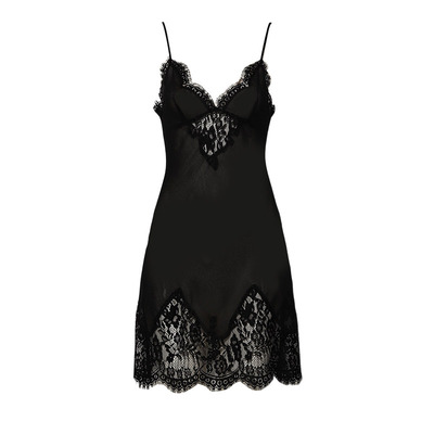 DPLAYSWEET性感轻奢黑色轻薄雪纺吊带裙女士薄款透视性感蕾丝睡衣