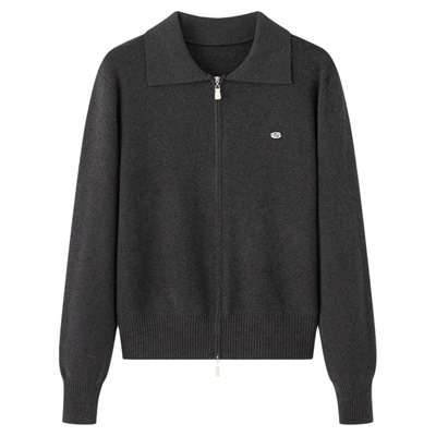 画风drawwind宽松polo领针织开衫