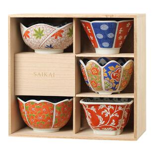 日本进口日式波佐见烧染锦绘变系列和风碗陶瓷碗套装送礼