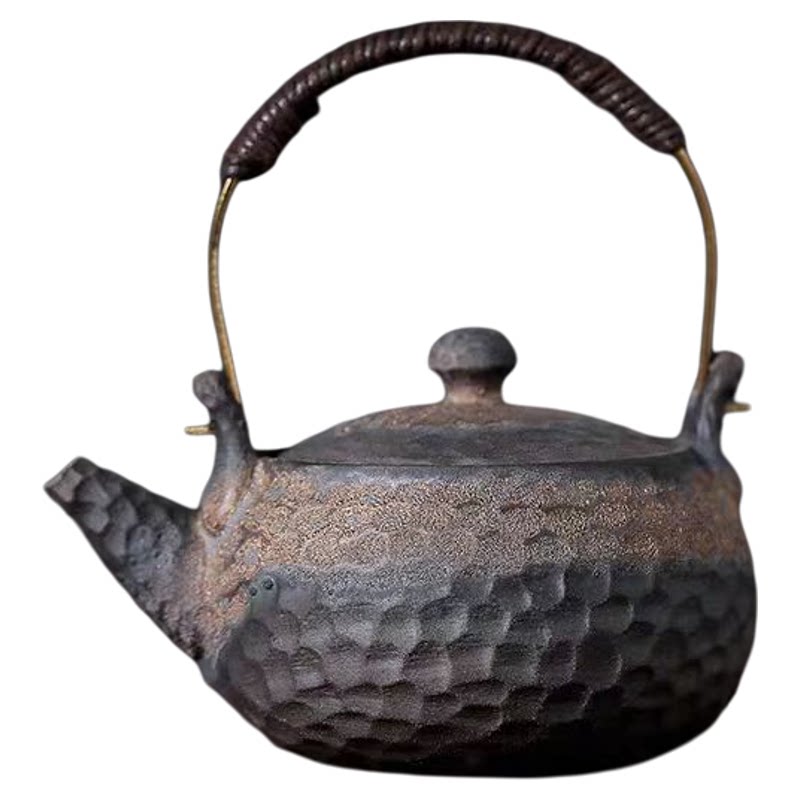 中式茶室茶柜博古架装饰家居宋代美学粗陶茶壶茶叶罐茶杯盖碗摆件