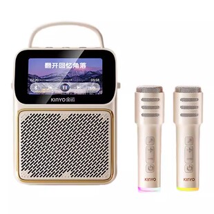 金运K800歌词音响麦克风话筒一体家庭ktv蓝牙音箱唱k卡拉ok显示屏