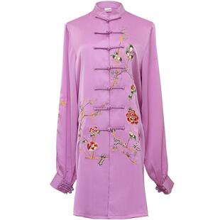 恋太极刺绣太极服修身中长款表演服女款练功服透气武术晨练服飘逸