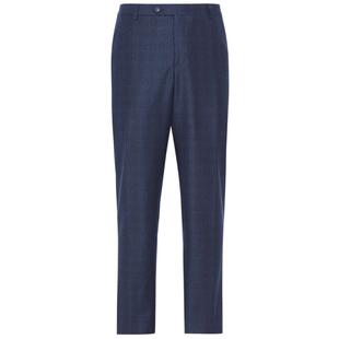 诺丁山纯羊毛西装裤男蓝色暗格纹时尚商务正装男士裤子NB7902