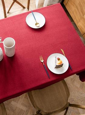 餐桌布艺新年红色喜庆桌布婚房酒店圆桌布结婚装饰台布茶几布