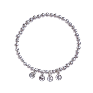 「平安喜乐」s999足银小银珠豆豆光面圆珠纯银手链小众新中式手串