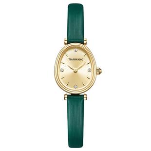 天王表石英迷你小表盘手表女轻奢小众金色小绿表31341蛇形手表