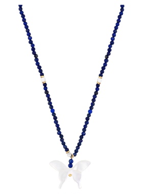 一撇一捺YPYN青金石项链925银小珠串颈饰贝母蝴蝶吊坠蓝色高级感