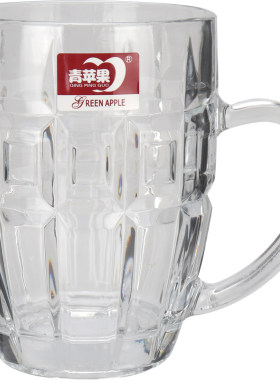 青苹果大中小号带把玻璃杯