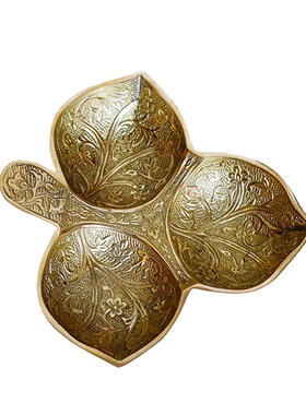 手工彩绘树叶形状铜收纳盘首饰碟