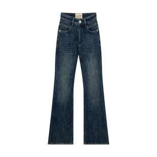 橘子树在哪儿高腰加绒微喇牛仔裤冬季女款设计感弹力显瘦马蹄裤子