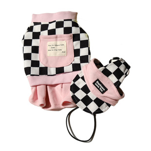 韩版宠物棋盘格连衣裙运动款网球裙超可爱比熊约克夏马尔济斯衣服