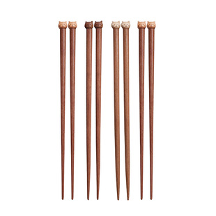 喵有型实木小猫咪筷子家用高档餐具成人儿童可爱木质筷子勺子套装