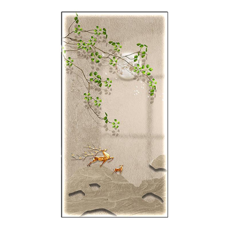 麋鹿玄关装饰画竖版入户正对门挂