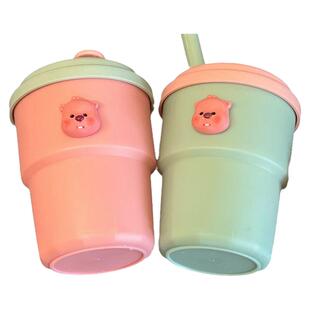 新款loopy水杯耐热耐摔防漏硅胶吸管杯子ins高颜值学生随手饮料杯